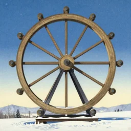 The sky wheel, snow day, Hasui Kawase.