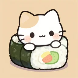 cat wrapped up like a sushi roll, by sanrio, cute, adorable, kawaii, digital painting, trending on artstation