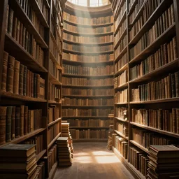 ancient library, lots of books, radiant light, 8 k, award winning, detailed, dramatic mood, pictorialism