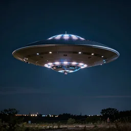 ufo hovered over a beautiful night area, surreal, photography, 5 5 mm lens, high detailed, 8 k render, perfect shape, great finesse hyper detailed, hyperrealistic, ultra detailed, octane render