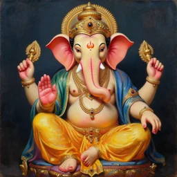 ganesha by miguel angel, oil painting, classical painting, digital art, vivid colors, sharp focus, restored