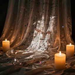 candle light draped with latex equations