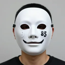 a guy wearing a mask of jerma 9 8 5, jerma halloween mask, wearing jerma 9 8 5 mask