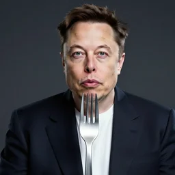 elon musk portrayed as a fork