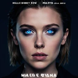 Poster Portrait of Millie Bobby Brown with electric eyes, dramatic lighting