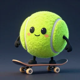 a tennis ball monster, tennis ball, dark, chalky, skateboarding, digital art, fantasy, magic, trending on artstation, ultra detailed, professional illustration by Basil Gogos