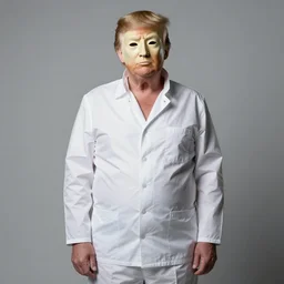 donald trump in a straightjacket wearing hannibal mask