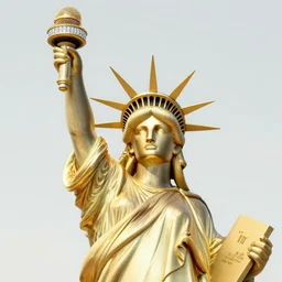 statue of liberty but it's made from gold and sing a rap with diamond microphone, beautiful graphics, fantasy artwork, very beautiful scenery, hd, hdr, ue 5, ue 6, unreal engine 5, cinematic 4 k wallpaper, 8 k, ultra detailed
