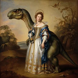 portrait of an anthropomorphic stegosaurus, dressed as an italian princess, sandro bottecelli, 1 5 0 0
