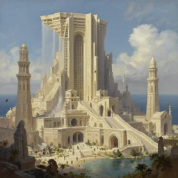 atlantis architectural marvels, realistic fantasy art painting