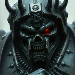 portrait of a chaos space marine from warhammer 4 0 k by hr giger, greg rutkowski, luis royo and wayne barlowe, 8 k