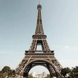 the Eiffel tower made of stone and concrete in brutalism style, full shot, full height, ultra HD 8K octane render
