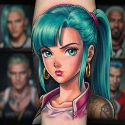 highly detailed portrait of bulma, photographic realistic background, by nikkohurtado, by stevebutchertattoos, by den _ yakovlev, by niki 2 3 gtr, by sivak _, by tonysantos _ tattoo, trending on instagram, award winning details