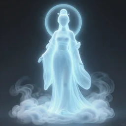 glowing cloud, light blue mist - shrouded, chinese taoist fairy goddess. hyper detailed, character concept, full body, dynamic pose, intricate, lineart, cerpuscular rays, lily flowers. by yoshitaka amano, alfons mucha and makoto shinkai. 8 k