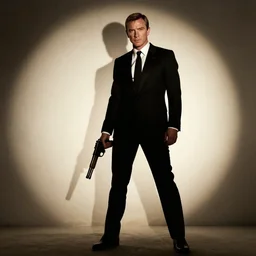 james bond intro, female shadow silhouette, guns, cinematic still