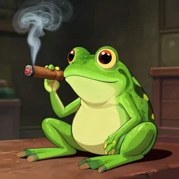 a photo of 🐸 smoking a cigar