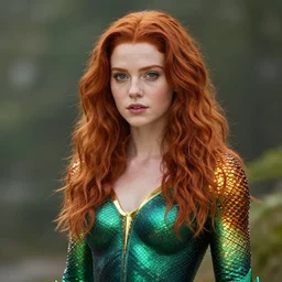of a of redhead girl as new mera from aquaman photorealistic