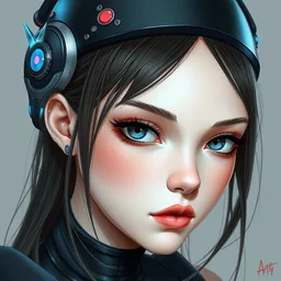 portrait of a lttle female character inspired by 9 s nier automata, artwork by artgem lau, anna dittman, wlop and rossdraws, anatomically correct, smooth, clean detailed, sharped focus, symmetrical, perfect composition, illustration, extremely coherent, detailed face, arstation