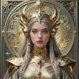 detailed realistic beautiful young biopunk queen of mandelbrot magma in full regal attire. face portrait. art nouveau, symbolist, visionary, baroque, giant fractal details. horizontal symmetry by zdzisław beksinski, iris van herpen, raymond swanland and alphonse mucha. highly detailed, hyper - real, beautiful