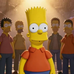 bart simpson in real life, face centered portrait of bart simpson, confident, fog, rain, volumetric lighting, beautiful, golden hour, sharp focus, ultra detailed, cgsociety by leesha hannigan, ross tran, thierry doizon, kai carpenter, ignacio fernandez rios, noir art house, 4 k, 3 5 mm, fujifilm