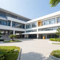 wide angle shot of a modern school, hyper detailed, trending on artstation,