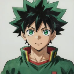 photorealistic painting of izuku midoriya, portrait painting, high contrast