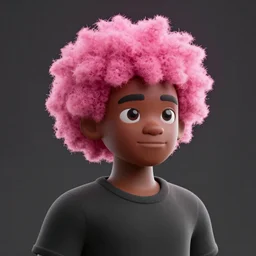 black man with pink afro hair 3 d model, unreal engine 5
