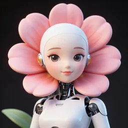 happy beautiful flower female cyborg avatar