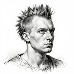 Medieval sketch of a pimple faced punk