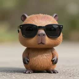 Funko Pop Of A Capybara With Sunglasses, Photorealistic