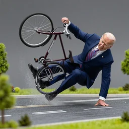 joe biden falls down with a bicycle diorama