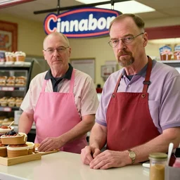 walter white and jesse pinkman working at cinnabon, ultra realistic, photorealistic, cinematic