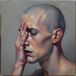 a painting about pain in mind, oil on canvas