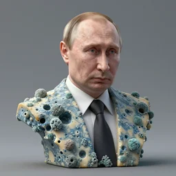 bust of putin full of holes made of blue cheese with holes cluster holes, mold, trypophobia, horror, creepy, octane render, unreal engine 5, hyper - detailed