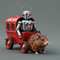 adventurer ( ( ( ( ( 1 9 5 0 s retro future robot android fat rat wagon. versus evil cat. muted colors. ) ) ) ) ) by jean baptiste monge!!!!!!!!!!!!!!!!!!!!!!!!! chrome red