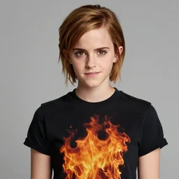 Emma Watson in Clothes made of fire, 8k UHD, studio photography, high quality, high detail, stunning lighting