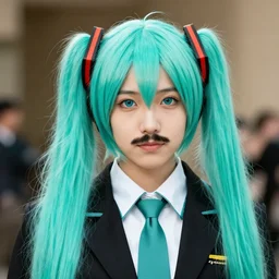lenin with hair like hatsune miku, high quality photo