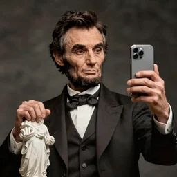 Abraham Lincoln photographed taking a selfie with his iPhone