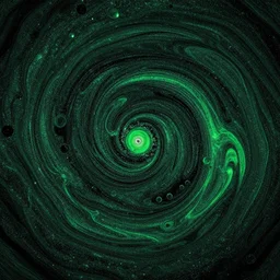 beautiful liquid marble texture with oil bubbles and twirls. harmonic black and green tones coloured galaxy abstraction. ultradetailed realistic art