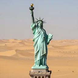 statue liberty in sahara desert