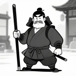 cartoon black and white photo of samurai fred flanders