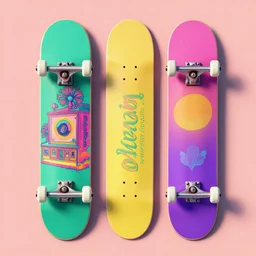 8 0's skateboard culture based psychedelic color combinations