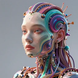 self aware image generation ai's self portrait for a future when there are bodies for ais that used to just be caption - to - image ais. draw your own body, detailed, be creative, do something a human can't do to make it artistic ~ ; psychedelic, detailed, trending on artstation, 3 d - augmented ai, made with cuda and unreal engine