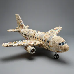 A sculpture a airplane_small made pure recycle materials trash, Rebecca Sugar