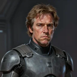 star wars portrait of a robert redford by greg rutkowski, jacen solo, very sad and relucant expression, wearing a biomechanical suit, scifi, digital painting, artstation, concept art, smooth, artstation hq.