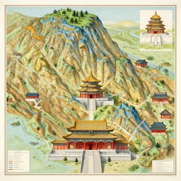 a colorful geological chart fused with a temple by franklin booth h 7 6 8 -