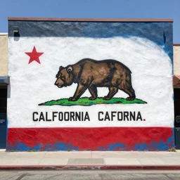 california flag as graffiti mural by lee, masterpiece, trending on artstation