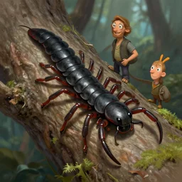 a black swamp centipede, on a tree, by james gurney, brad kunkle, charlie bowater, highly detailed digital art, artstation
