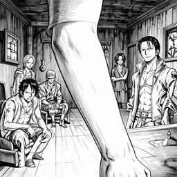 highly detailed ink illustration of mike and the arm in the red room from the show twin peaks, b & w clean shaped illustration by kim jung gi, ron english and eiichiro oda