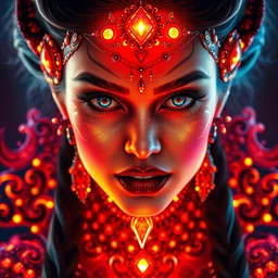 portrait of vampire woman, beautiful, attractive, glowing, ornate and intricate, jaw dropping, dynamic lighting, colorful, fantasy, intricate and detailed, 4 k octane render